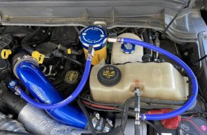 Ford F-350 Coolant Filtration System - Sinister Diesel - Engine Mount, CNC Machined 6061 Aluminum, Anodized in Sinister Blue - `11-`16 Ford F-350 Coolant Filtration System - Sinister Diesel - Engine Mount, CNC Machined 6061 Aluminum, Anodized in Sinister Blue - `11-`16